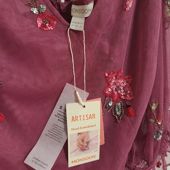 NWT Monsoon London Sabrina Embellished Midi Dress Pink - Picture 7 of 9